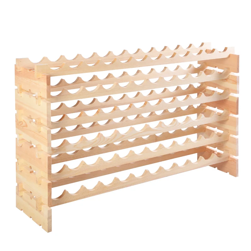 Costway – Weinregal aus Kiefernholz für 72 Flaschen, 119 × 29 × 71,5 cm, Natur