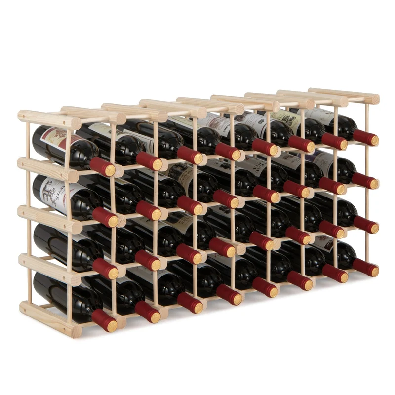 Costway – Modulares Weinregal aus Holz für 36 Flaschen, 5 Ebenen, Natur.