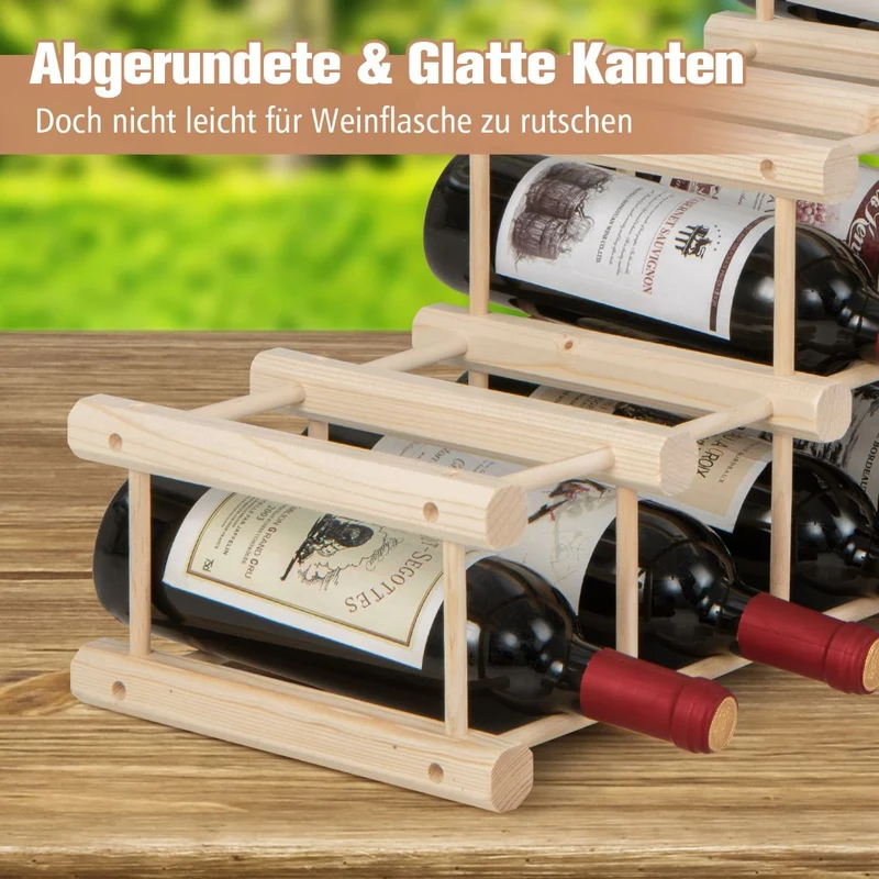 Costway – Modulares Weinregal aus Holz für 36 Flaschen, 5 Ebenen, Natur.