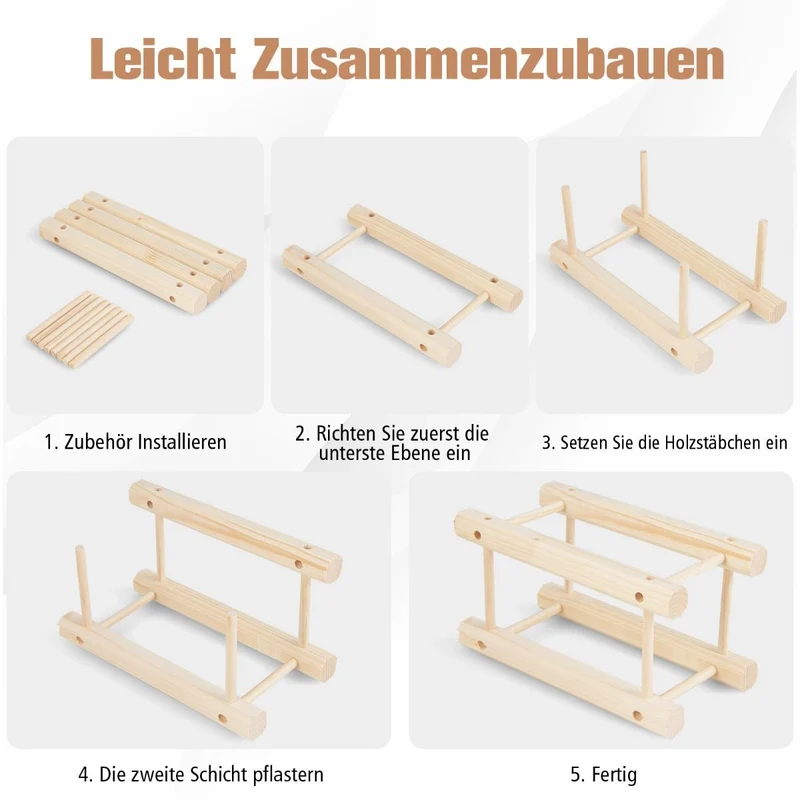 Costway – Modulares Weinregal aus Holz für 36 Flaschen, 5 Ebenen, Natur.