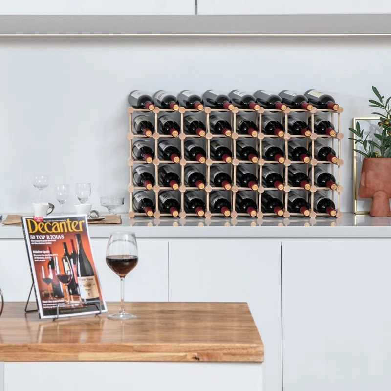 Costway – Modulares Weinregal aus Holz für 36 Flaschen, 5 Ebenen, Natur.