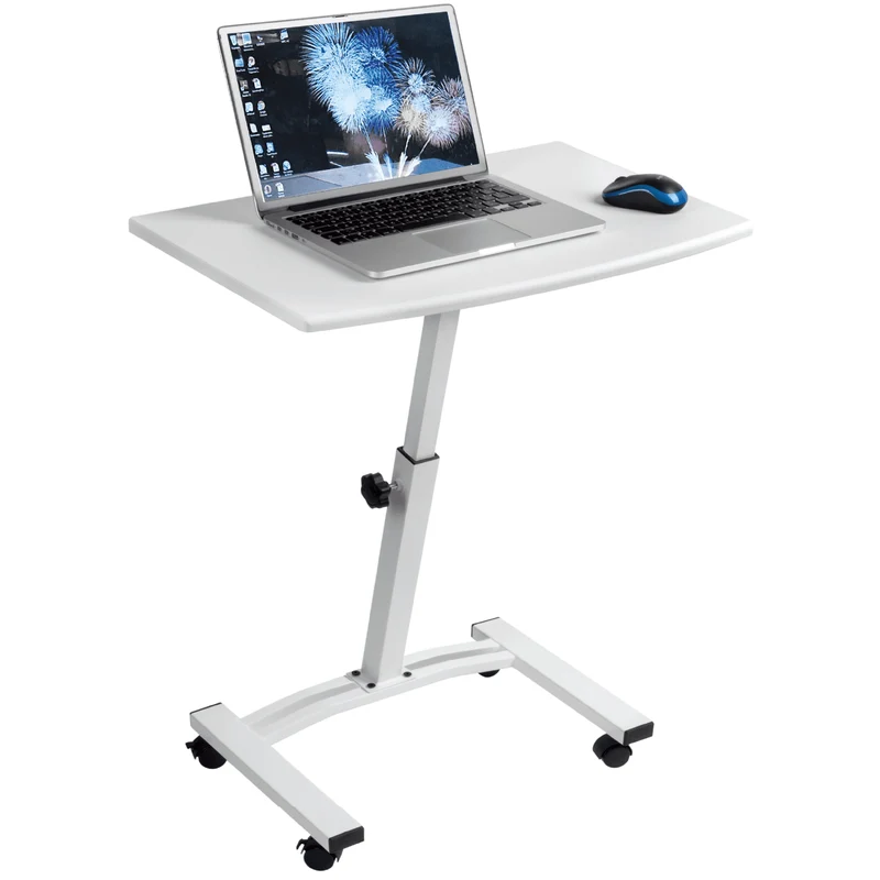 Tatkraft Cheer - Laptoptisch, Betttisch, Laptoptisch Höhenverstellbar, Laptoptisch Sofa, Laptoptisch Bett, mit Rollen, MDF Holz, Stahl, Weiß