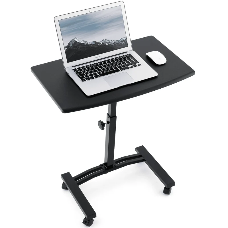 Tatkraft Dream - Laptoptisch, Laptoptisch Höhenverstellbar, Laptoptisch Sofa, Schreibtisch auf Rollen, Laptop Betttisch, MDF Holz, Stahl, Schwarz