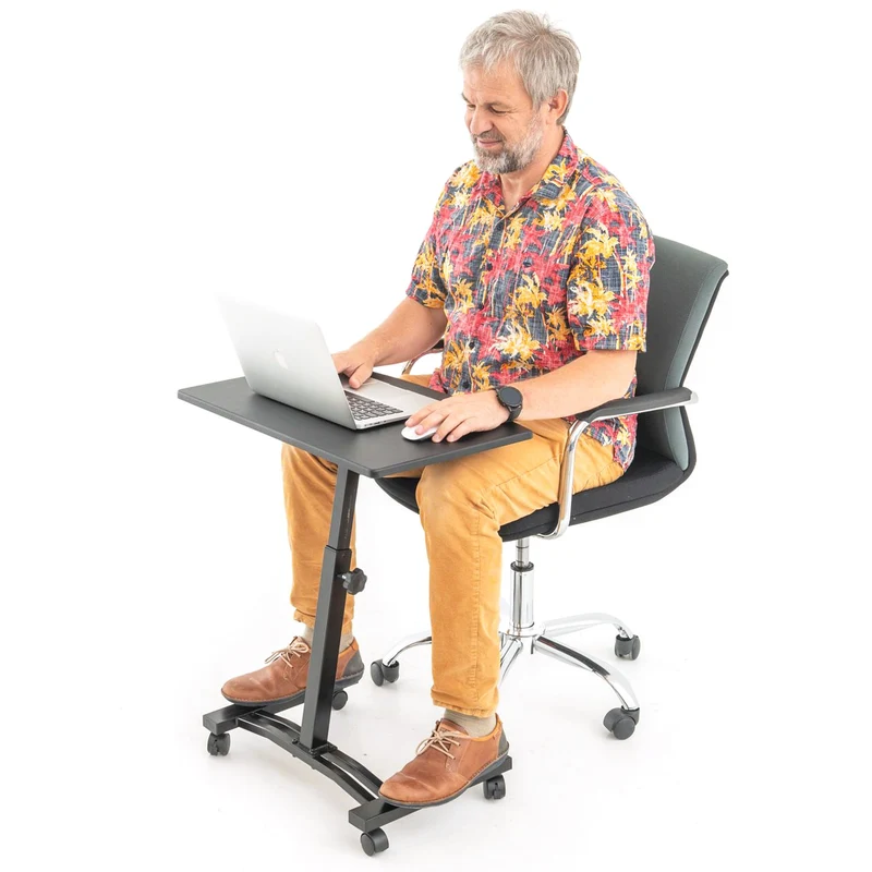 Tatkraft Dream - Laptoptisch, Laptoptisch Höhenverstellbar, Laptoptisch Sofa, Schreibtisch auf Rollen, Laptop Betttisch, MDF Holz, Stahl, Schwarz