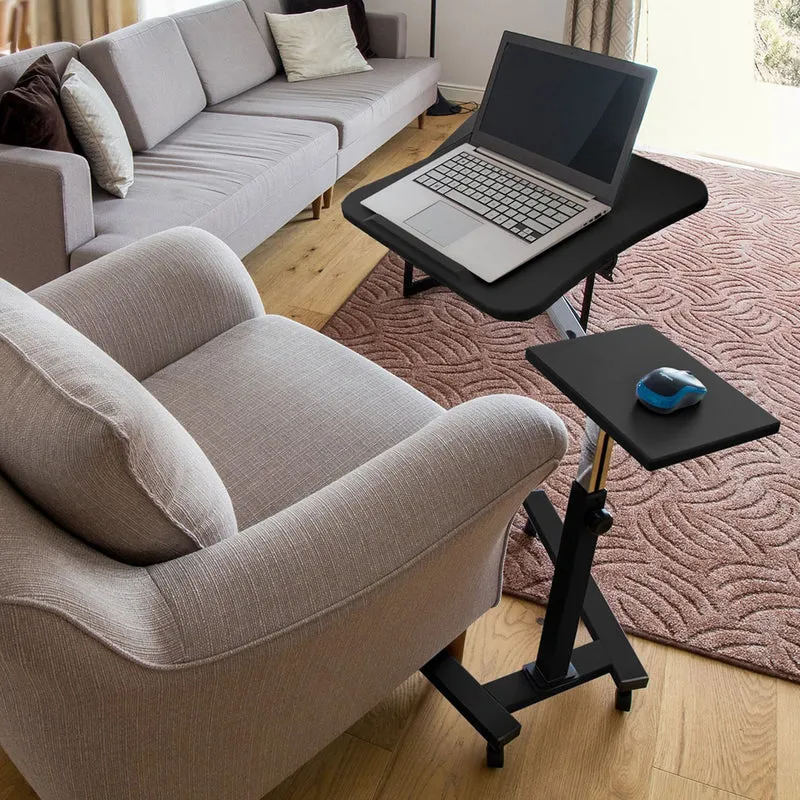 Tatkraft Joy – Laptoptisch Höhenverstellbar, Laptoptisch Bett, Laptoptisch Sofa, Couch, Laptoptisch mit Rollen, MDF, verchromter Stahl, Schwarz
