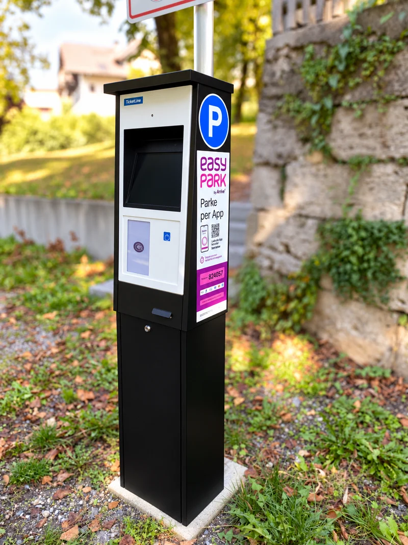 Parkscheinautomat P9 mit Solarversorgung und 10" Touchdisplay