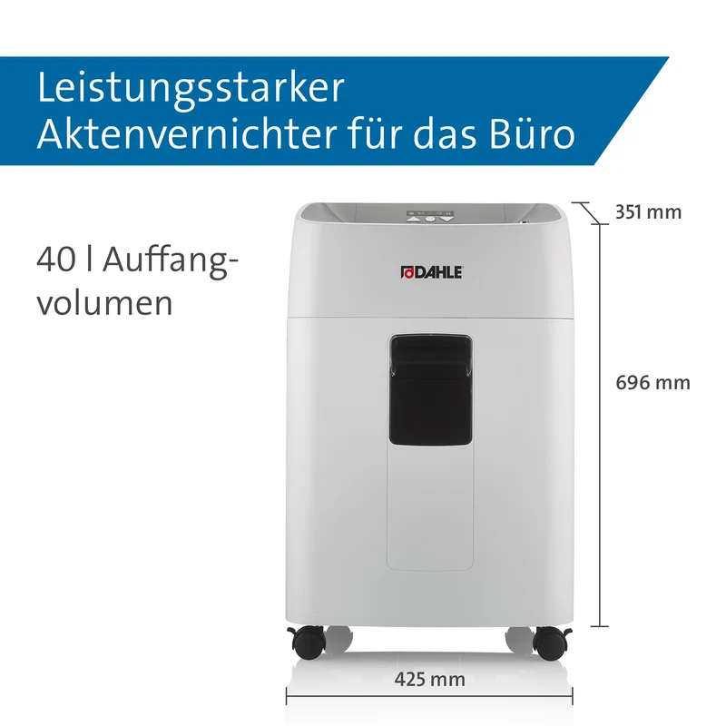Aktenvernichter Dahle ShredMATIC 300 Schnitt 2x15 mm, 14-300 Blatt, 40 L