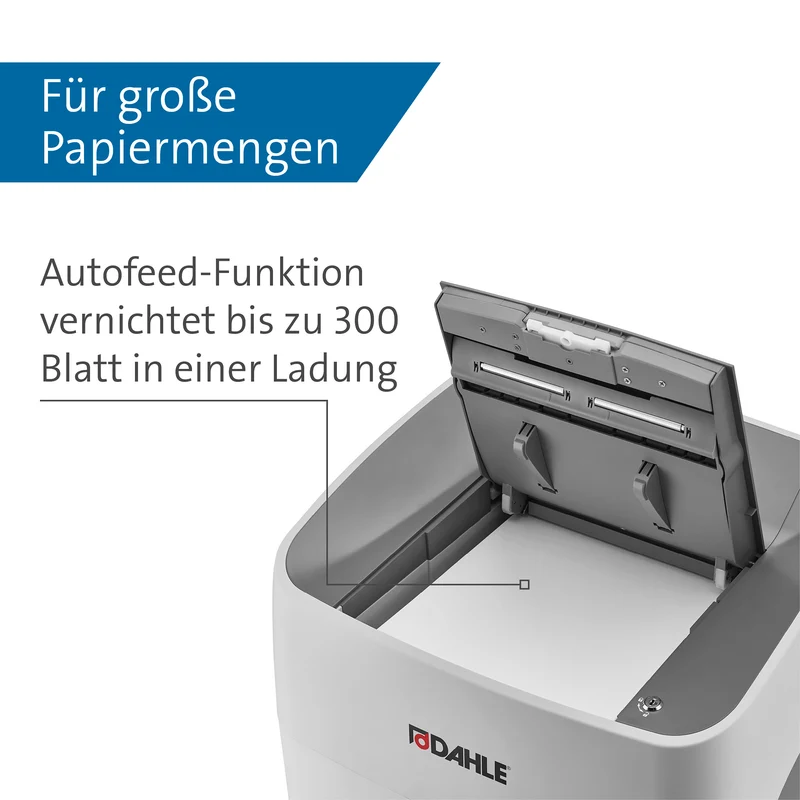 Aktenvernichter Dahle ShredMATIC 300 Schnitt 2x15 mm, 14-300 Blatt, 40 L