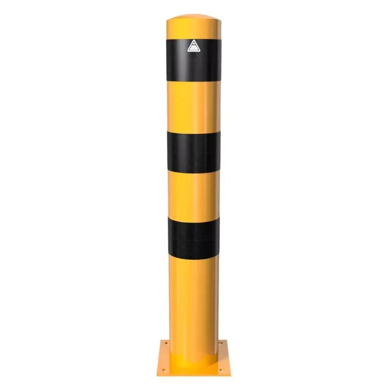 Absperrpfosten Ø 152 x 3,2 mm, ortsfest zum Aufdübeln, schwarz - gelb