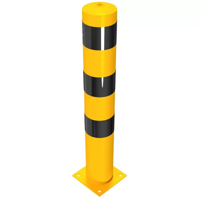 Absperrpfosten Ø 152 x 3,2 mm, ortsfest zum Aufdübeln, schwarz - gelb