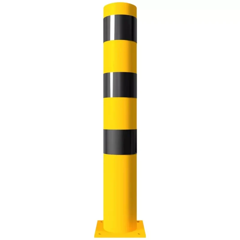 Absperrpfosten Ø 152 x 3,2 mm, ortsfest zum Aufdübeln, schwarz - gelb