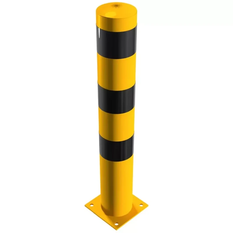 Absperrpfosten Ø 152 x 3,2 mm, ortsfest zum Aufdübeln, schwarz - gelb