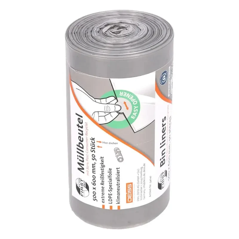 DEISS FIRST PLUS PCR Müllbeutel 30 Liter LDPE grau 34041