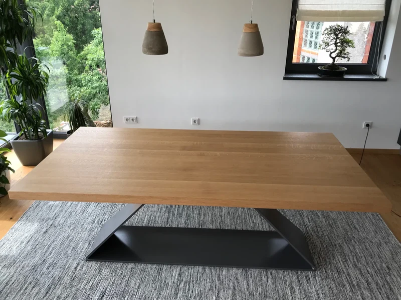 Design Esstisch Metall Eiche Massivholz