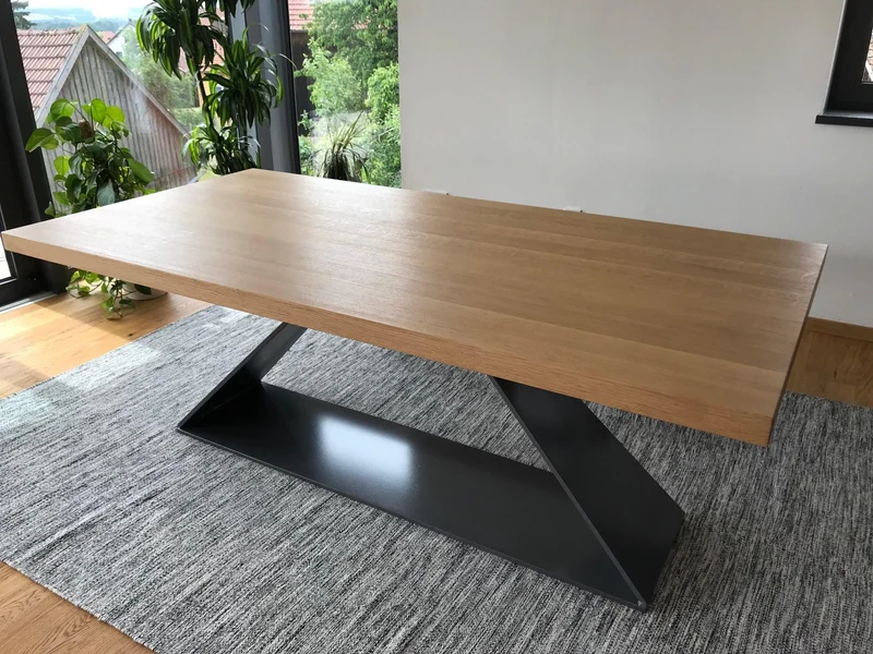 Design Esstisch Metall Eiche Massivholz