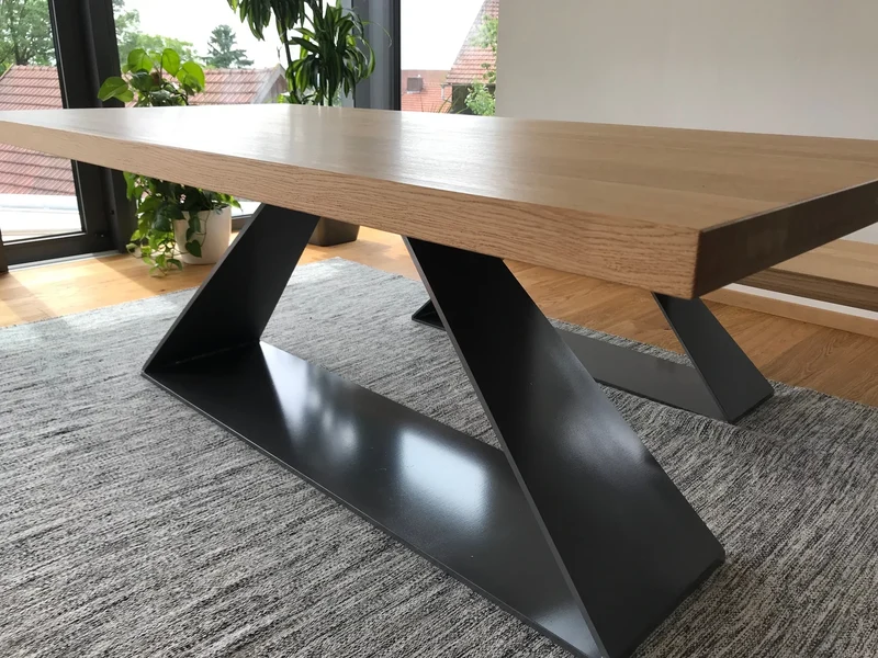 Design Esstisch Metall Eiche Massivholz