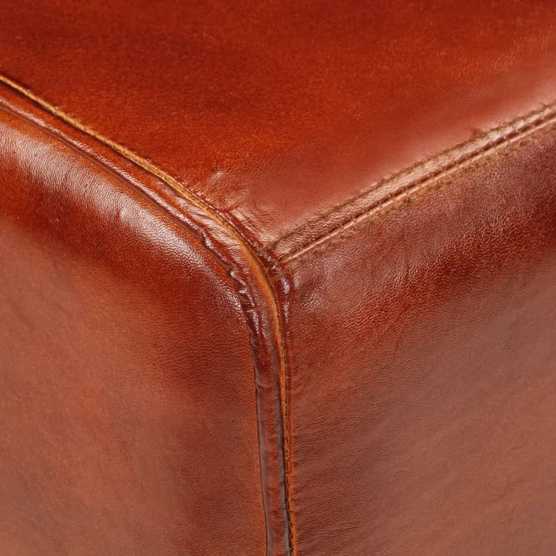 vidaXL – Gepolsterte Sitzbank aus Echtleder und massivem Mangoholz, 110 × 30 × 46 cm, Braun