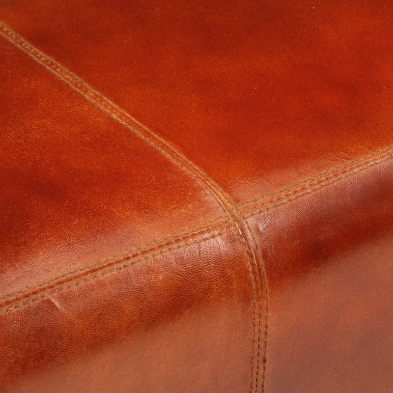 vidaXL – Gepolsterte Sitzbank aus Echtleder und massivem Mangoholz, 110 × 30 × 46 cm, Braun