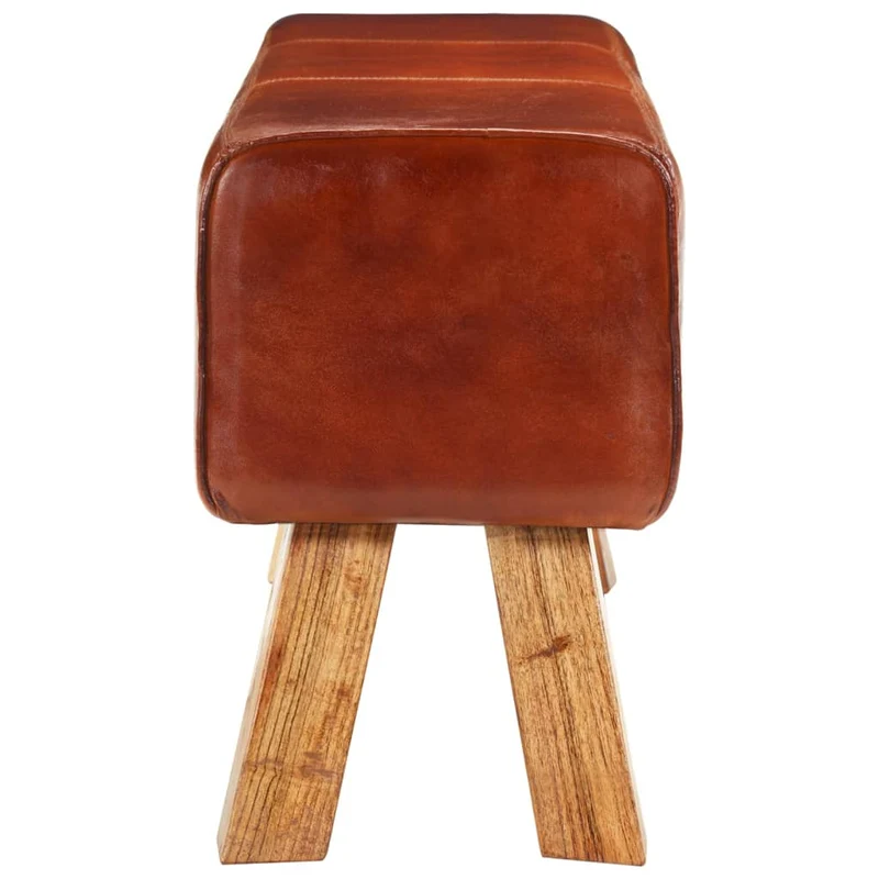 vidaXL – Gepolsterte Sitzbank aus Echtleder und massivem Mangoholz, 110 × 30 × 46 cm, Braun