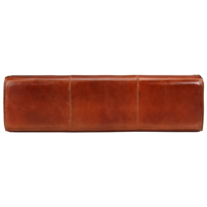 vidaXL – Gepolsterte Sitzbank aus Echtleder und massivem Mangoholz, 110 × 30 × 46 cm, Braun