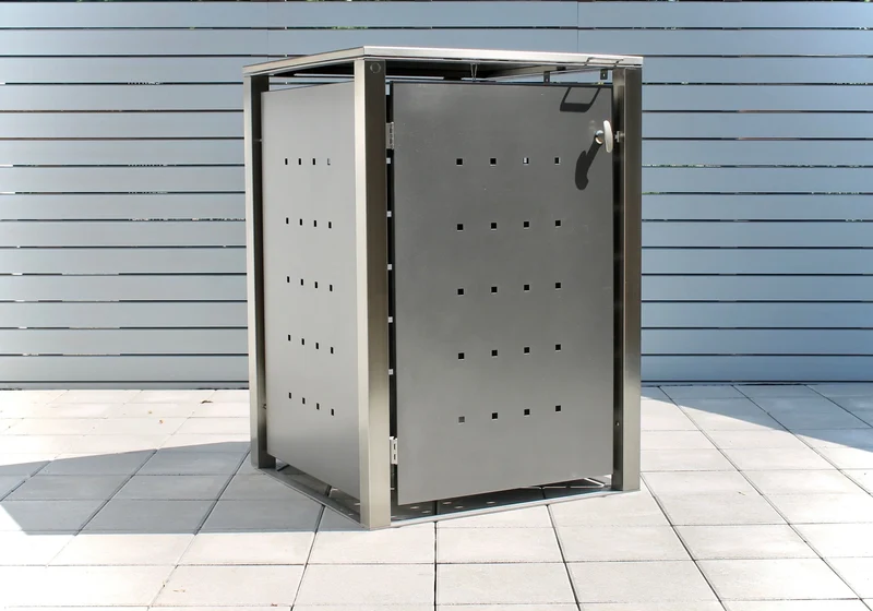 Mülltonnenbox 240 Liter Edelstahl grau anthrazit 1er Box
