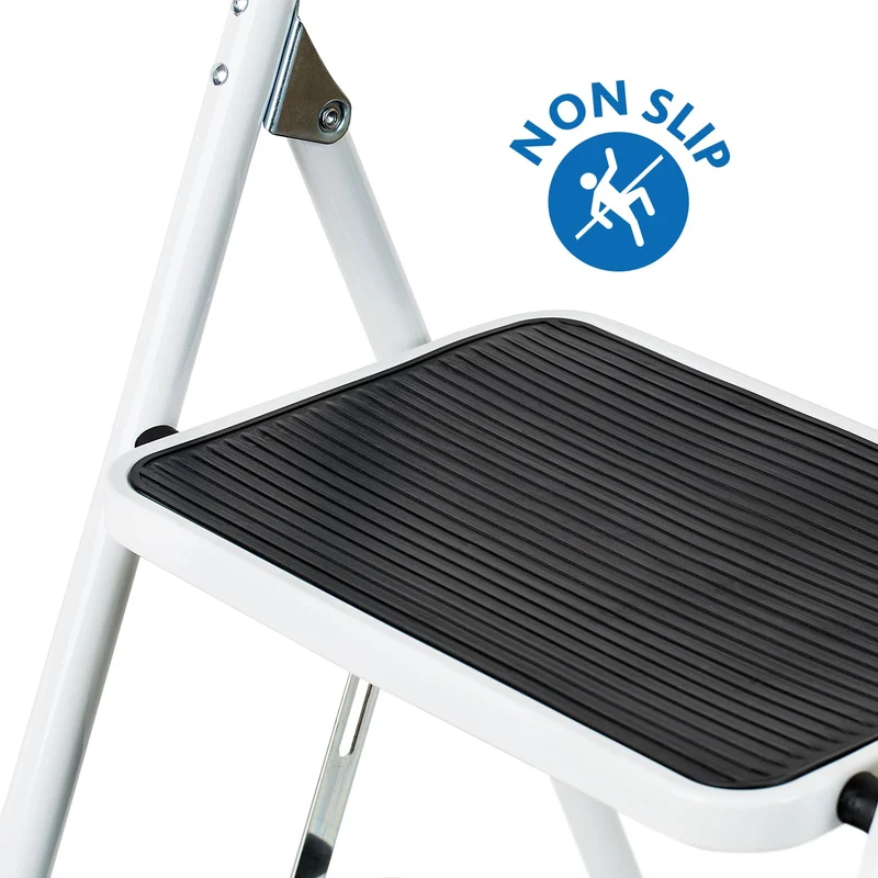 WonderWorker Bold - Stabile Sicherheitsleiter Bis 150 KG, Leiter mit Extra Breite Anti-Rutsch Stufen, Klappleiter 3 Stufen, Klappbar Stufenleiter