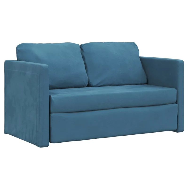 vidaXL - Bodensofa, Boden Sofa, Bodencouch, Bodensofa mit Schlaffunktion, 122x70x55 cm (122x204x55 cm), Tragfähigkeit (pro Sitz ) 110 kg, Samt, Blau
