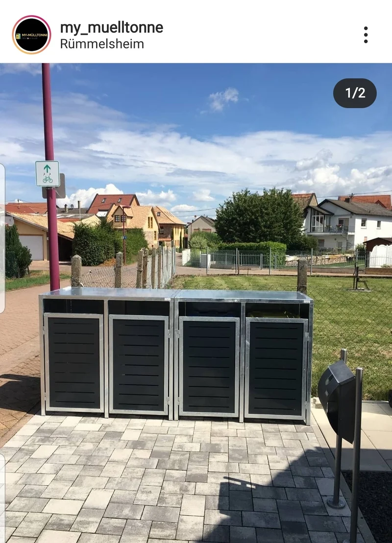PREMIUM Zink 4er Mülltonnenbox