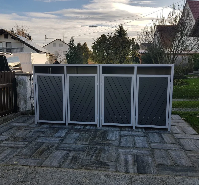PREMIUM Zink 4er Mülltonnenbox