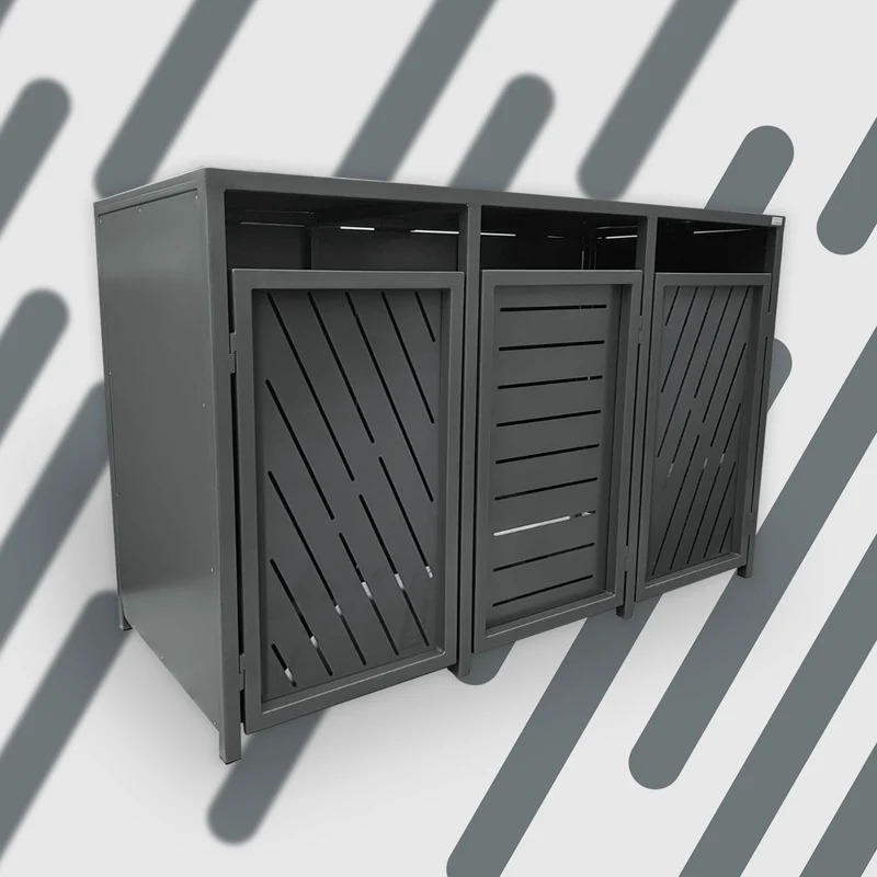 PREMIUM Design 3er Mülltonnenbox