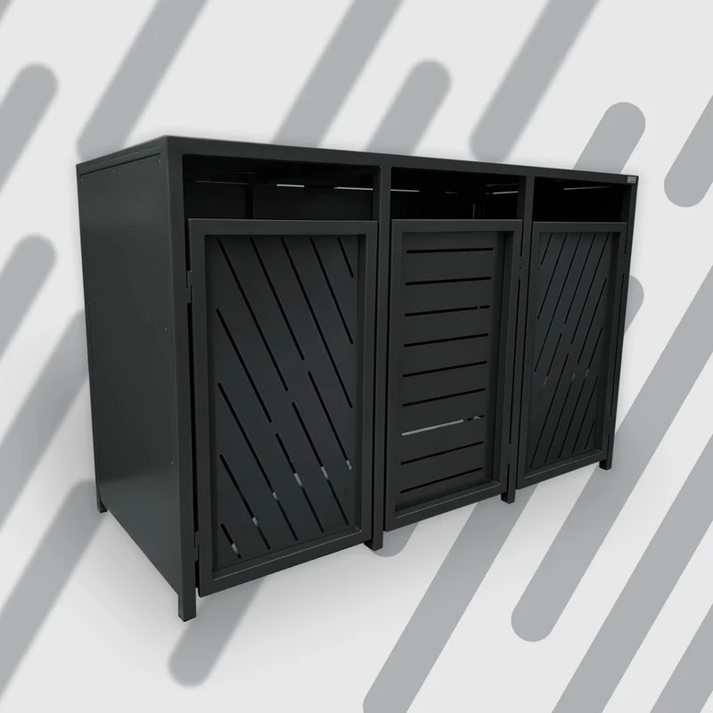 PREMIUM Design 3er Mülltonnenbox