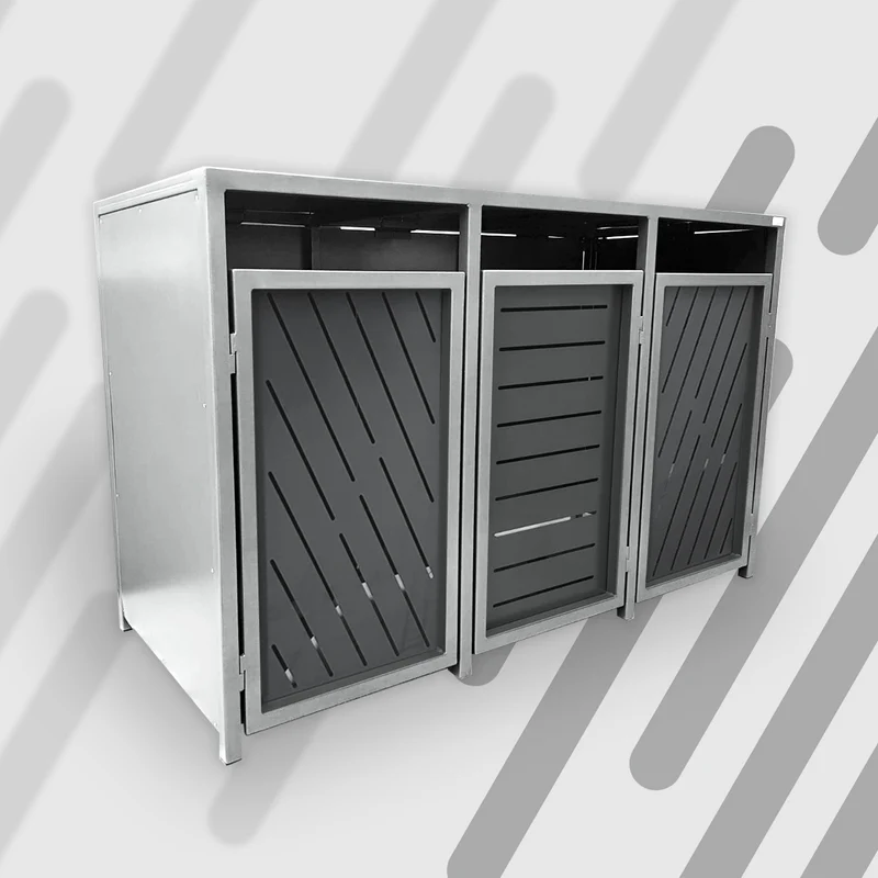 PREMIUM Design 3er Mülltonnenbox