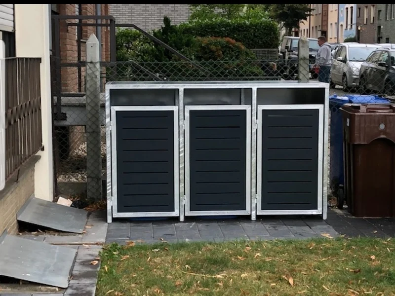 PREMIUM Zink 3er Mülltonnenbox