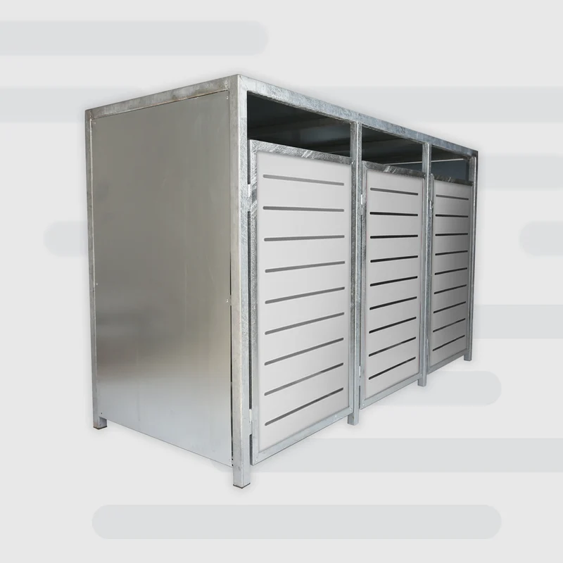PREMIUM Zink 3er Mülltonnenbox