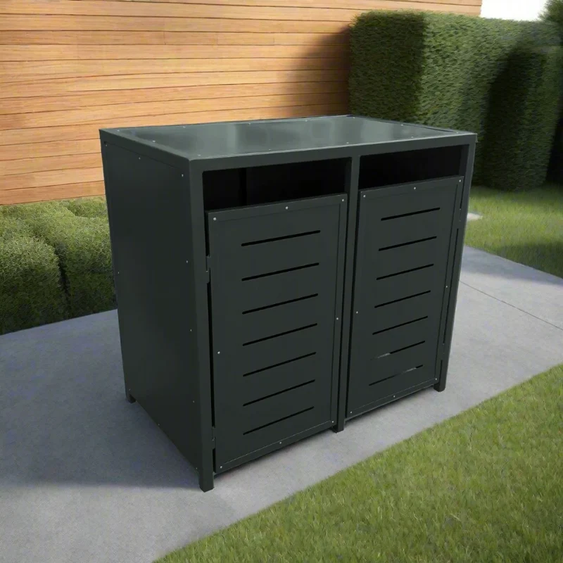 PREMIUM Metall 2er Mülltonnenbox
