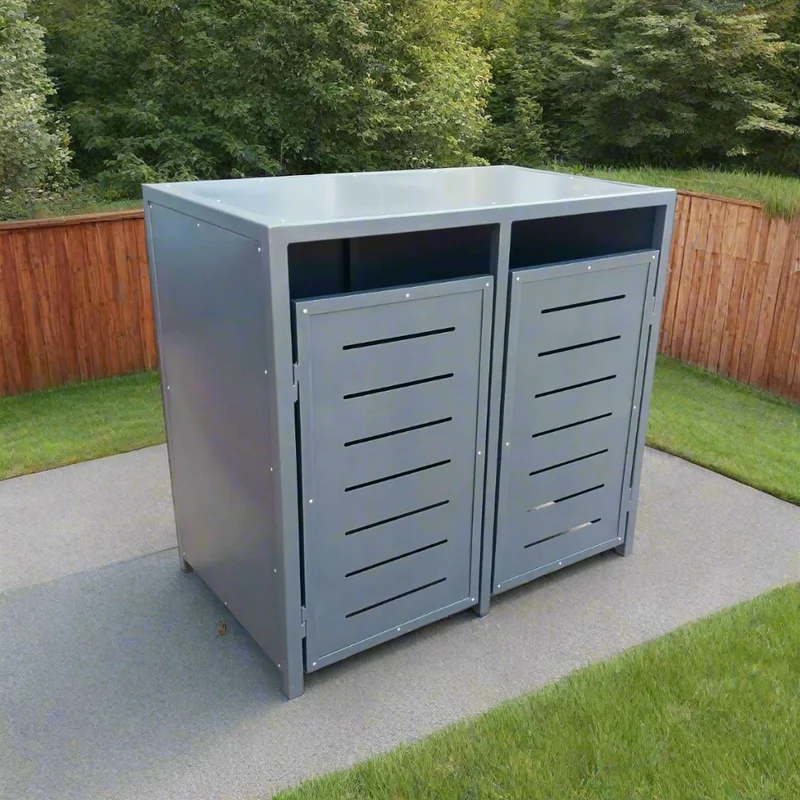 PREMIUM Metall 2er Mülltonnenbox