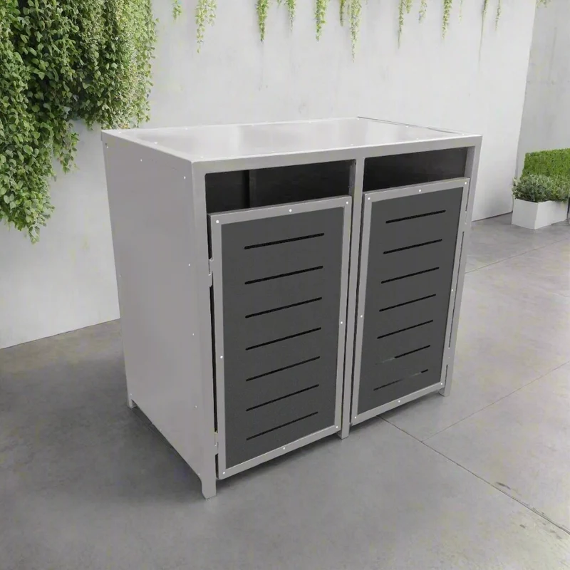 PREMIUM Metall 2er Mülltonnenbox