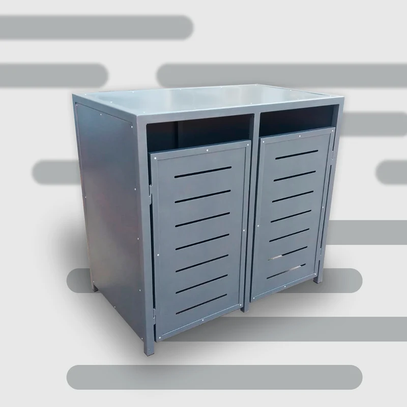 PREMIUM Metall 2er Mülltonnenbox