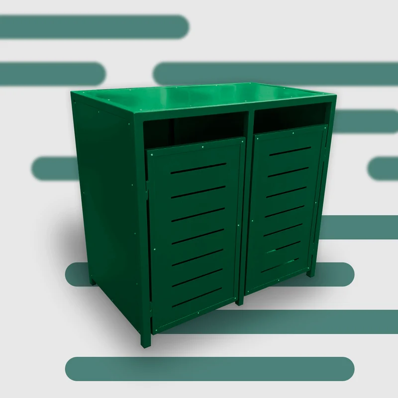 PREMIUM Metall 2er Mülltonnenbox