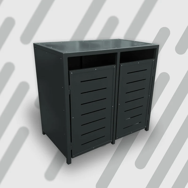 PREMIUM Metall 2er Mülltonnenbox