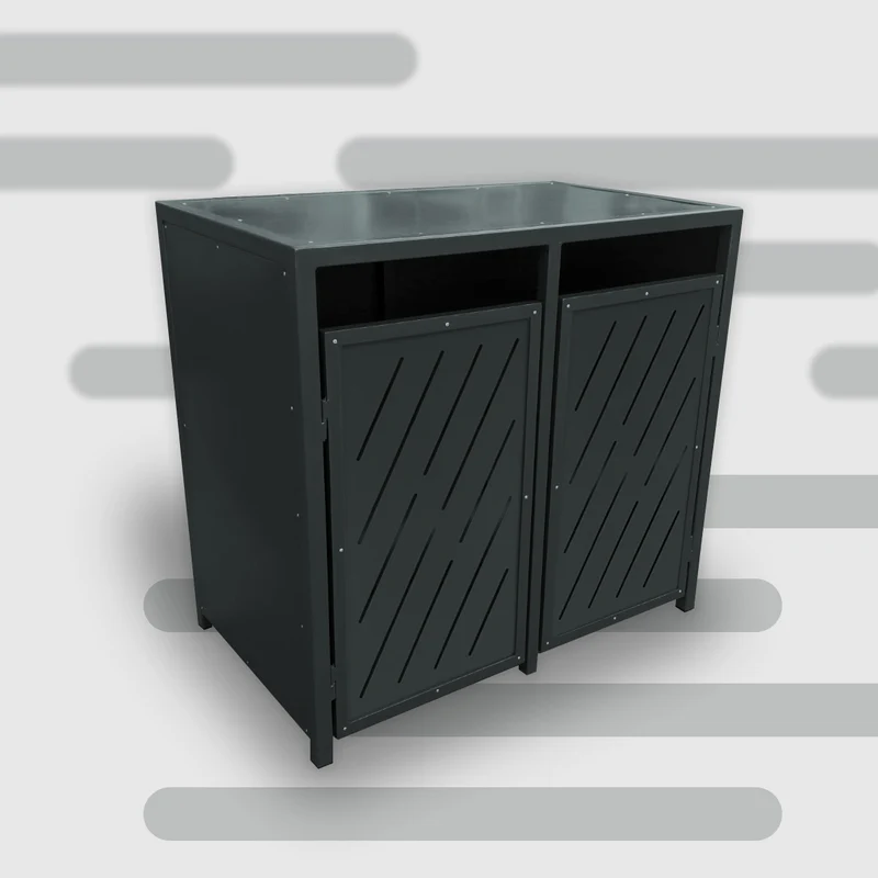 PREMIUM Metall 2er Mülltonnenbox