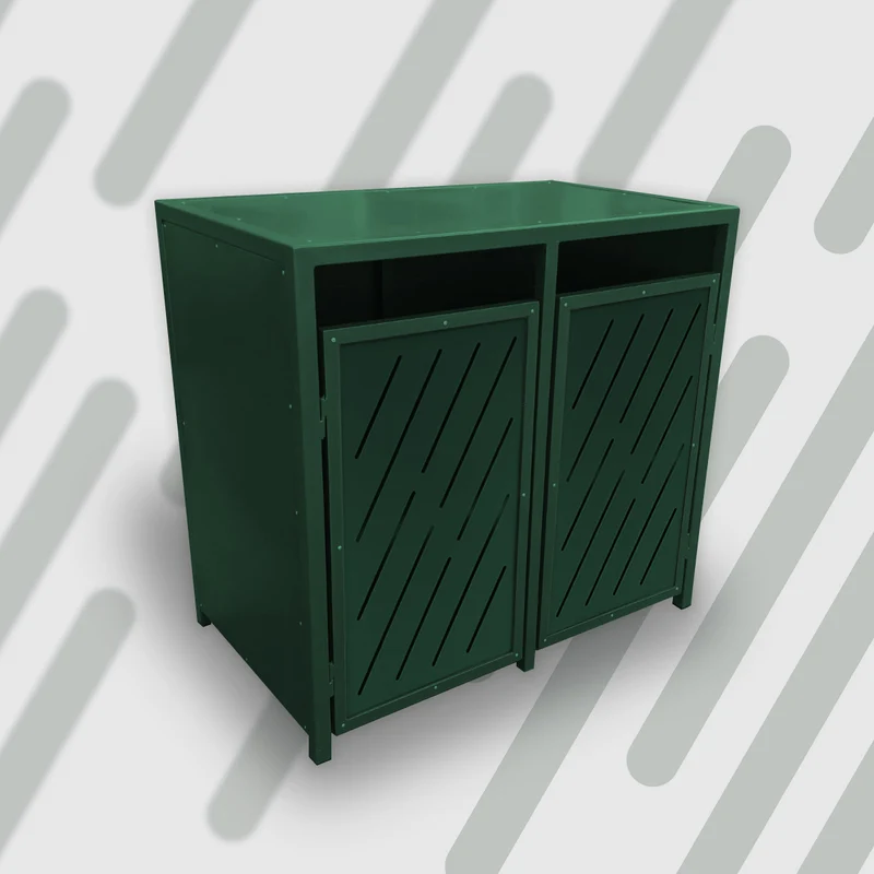 PREMIUM Metall 2er Mülltonnenbox