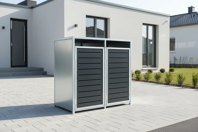 PREMIUM Zink 2er Mülltonnenbox