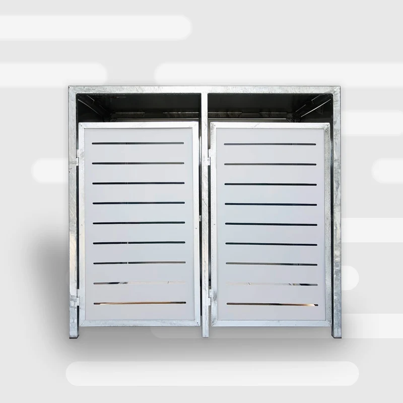 PREMIUM Zink 2er Mülltonnenbox