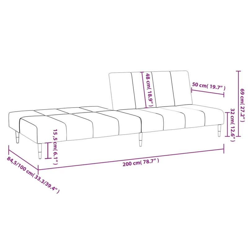 vidaXL Schlafsofa 2-Sitzer Dunkelgrün Samt