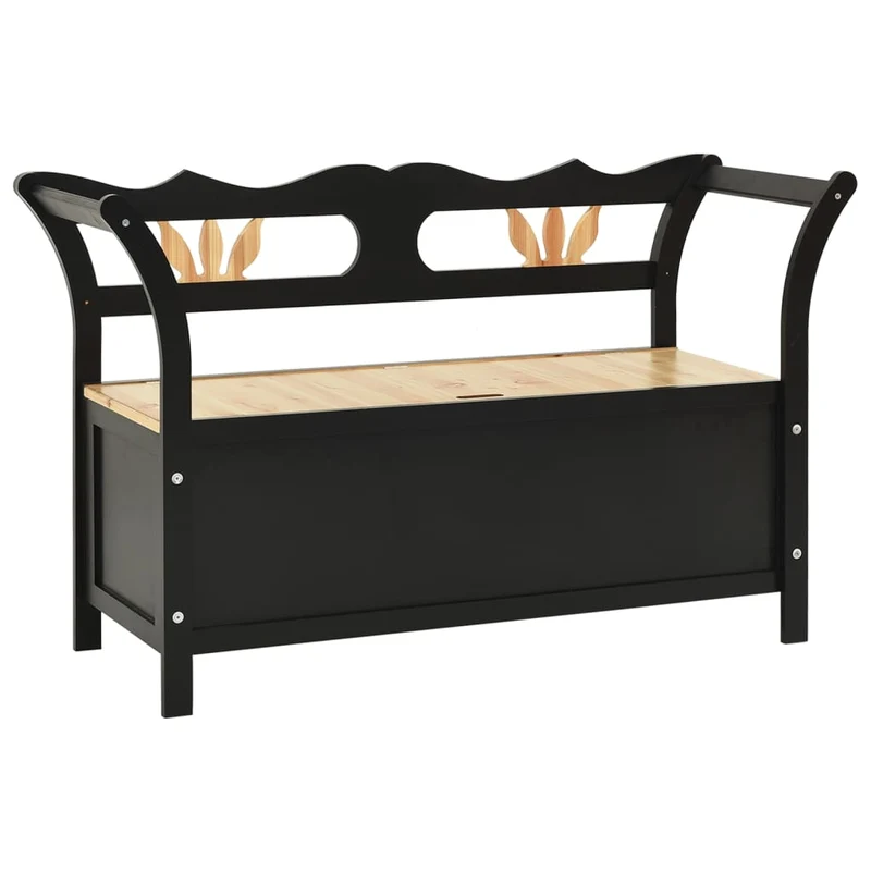 vidaXL - Sitzbank, und Rückenlehne, Bank zum Sitzen, 107x45x75,5 cm, Massivholz Tanne, Schwarz