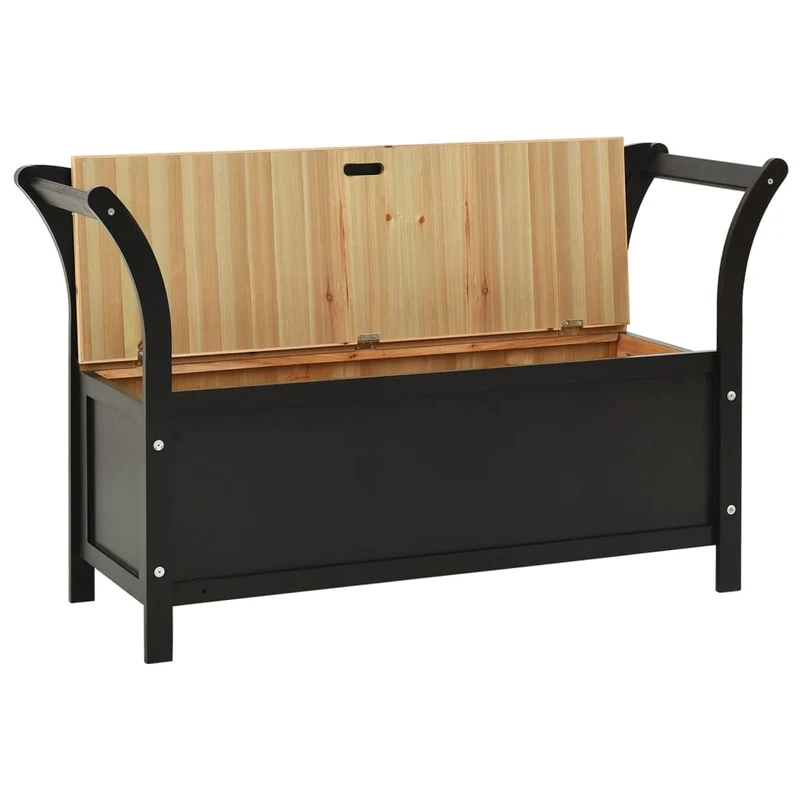 vidaXL - Sitzbank, und Rückenlehne, Bank zum Sitzen, 107x45x75,5 cm, Massivholz Tanne, Schwarz