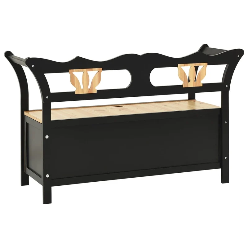 vidaXL - Sitzbank, und Rückenlehne, Bank zum Sitzen, 107x45x75,5 cm, Massivholz Tanne, Schwarz