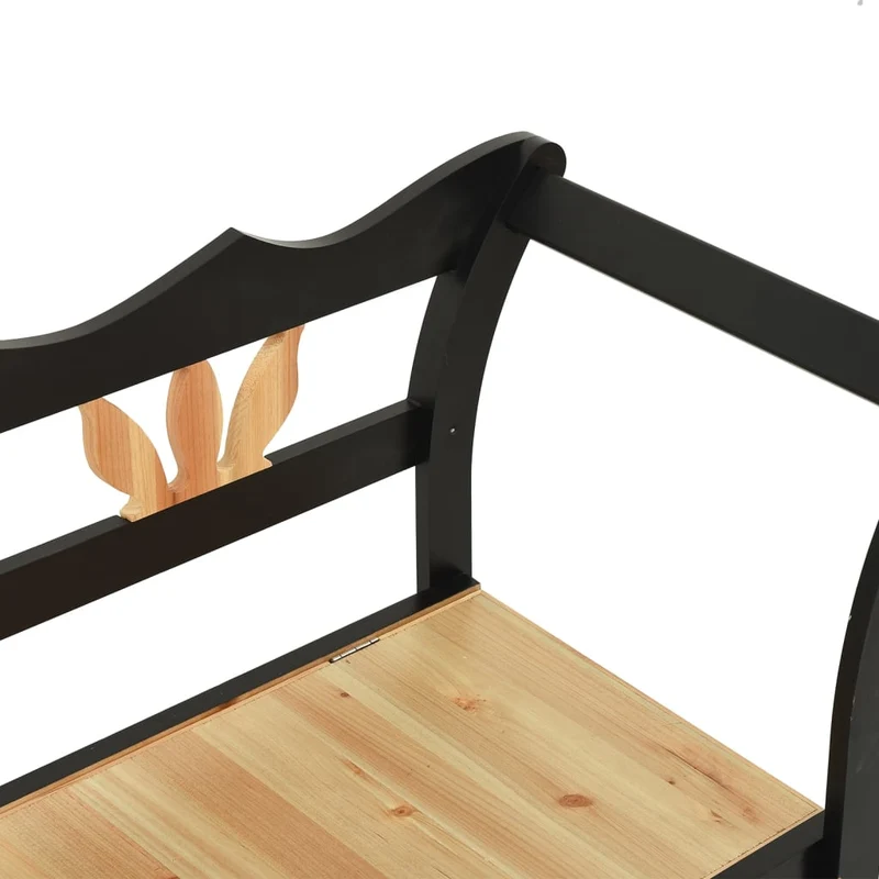 vidaXL - Sitzbank, und Rückenlehne, Bank zum Sitzen, 107x45x75,5 cm, Massivholz Tanne, Schwarz