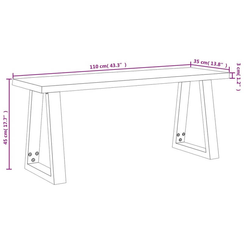 vidaXL - Sitzbank, Bank Baumkante 110 cm Massivholz Akazie